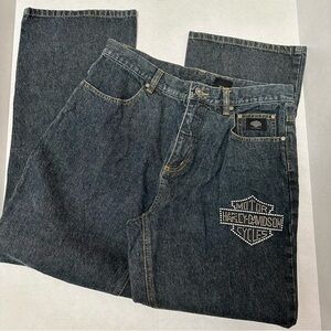 Harley Davidson Womens Sz 12 Dark Wash High Rise Straight Leg Denim Jeans Moto